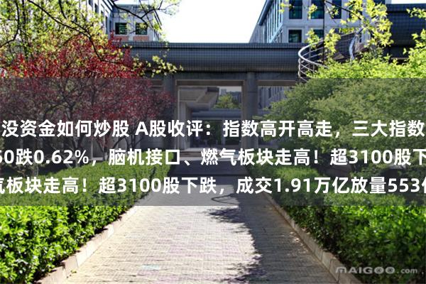 没资金如何炒股 A股收评：指数高开高走，三大指数均创年内新高，北证50跌0.62%，脑机接口、燃气板块走高！超3100股下跌，成交1.91万亿放量553亿